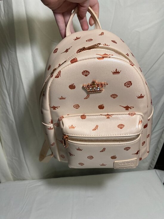 Loungefly Disney Princess Icon Iridescent Mini Backpack Blush Pink Crown Rose main image 10
